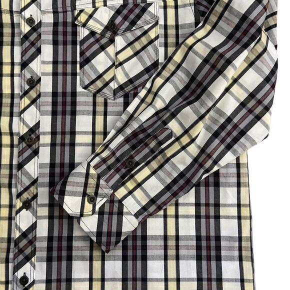 Smoke Rise Men Plaid Button Up Roll Up Long Sleeves Shirt Size 3XL 100% Cotton - Picture 8 of 16
